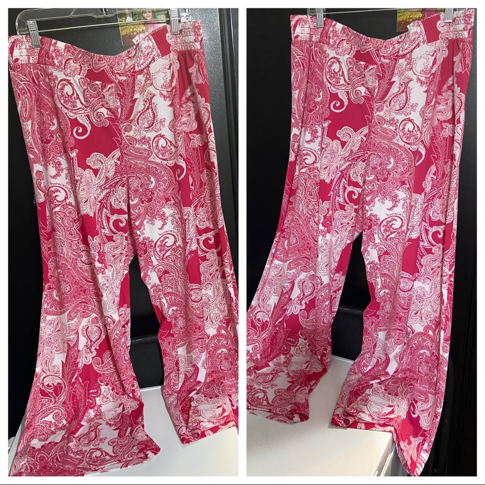 Iman 2x Short Wideleg Stretch Pants pink white